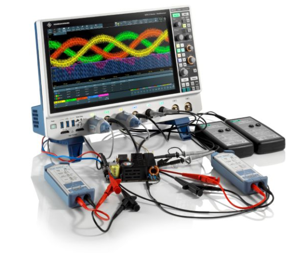 MXO 5 oscilloscope with probe interface used in drivetrain analysis